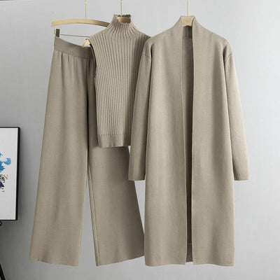 Ensemble Tricoté Élégant 3 Pièces pour Femmes