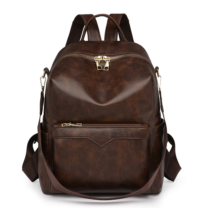 Korean-Style Soft PU Large-Capacity Women's Travel Backpack