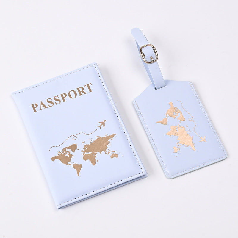 Cubierta de Pasaporte Elegante de PU con Dorado de Mapa