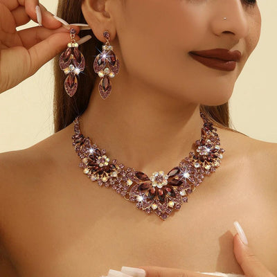 Conjunto de Collar y Pendientes de Cristal Elegante