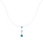 14K White Gold Diamond Pendant Necklace with Blue Accents