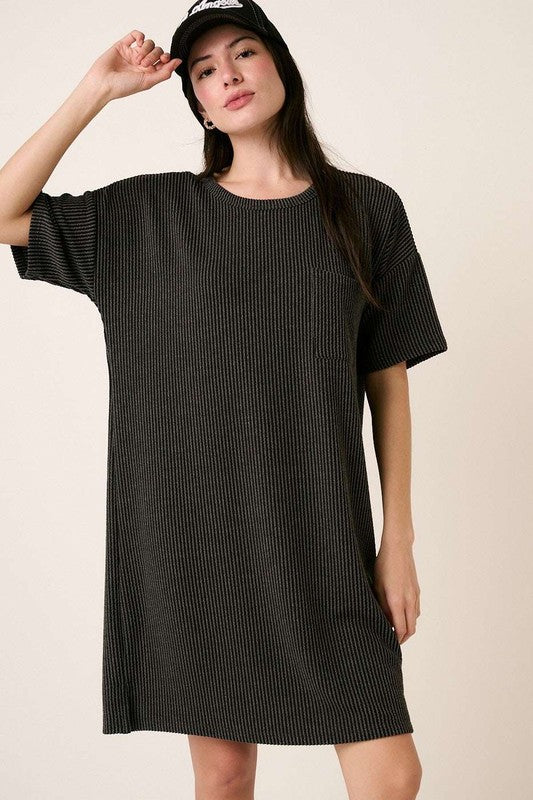 Urban Rib Knit Short Sleeve Tee Dress for Women