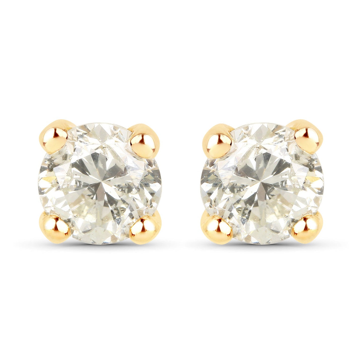 Pendientes de diamante LB genuino de 1.01 quilates en oro amarillo de 14K