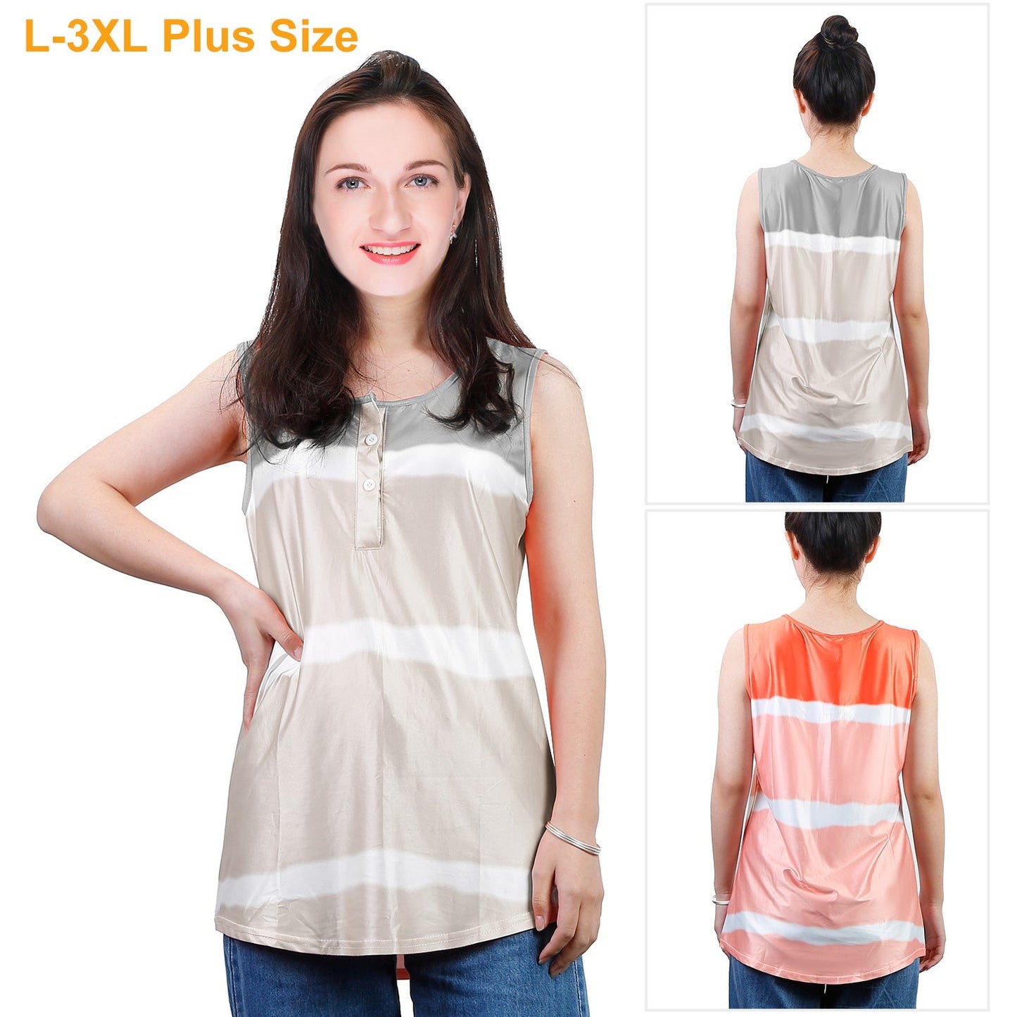 Top sin mangas de tie-dye de talla grande para mujeres
