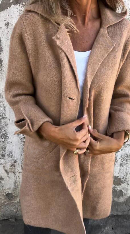 Lapel Single Breasted Cardigan with Pockets