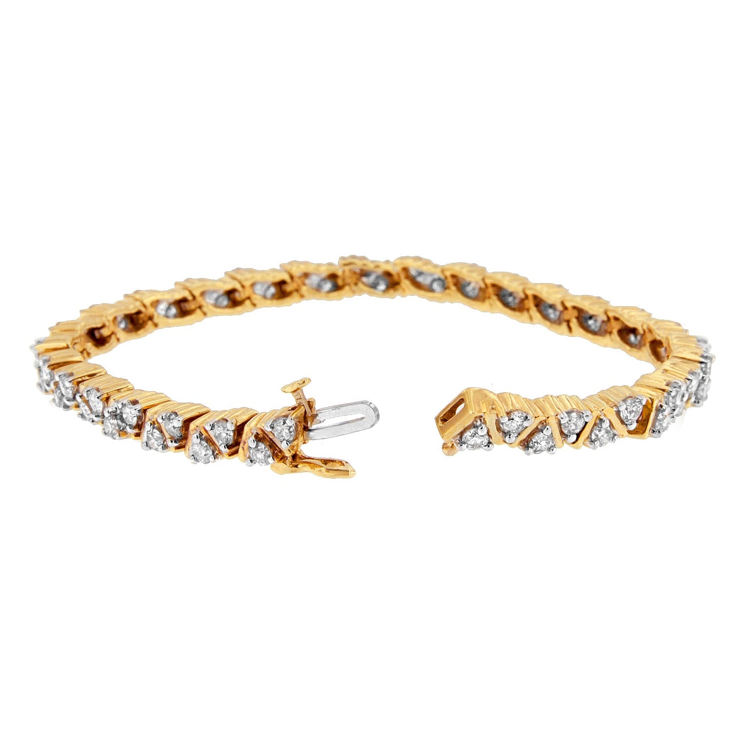 Bracelet en diamant taille ronde en or jaune 14K