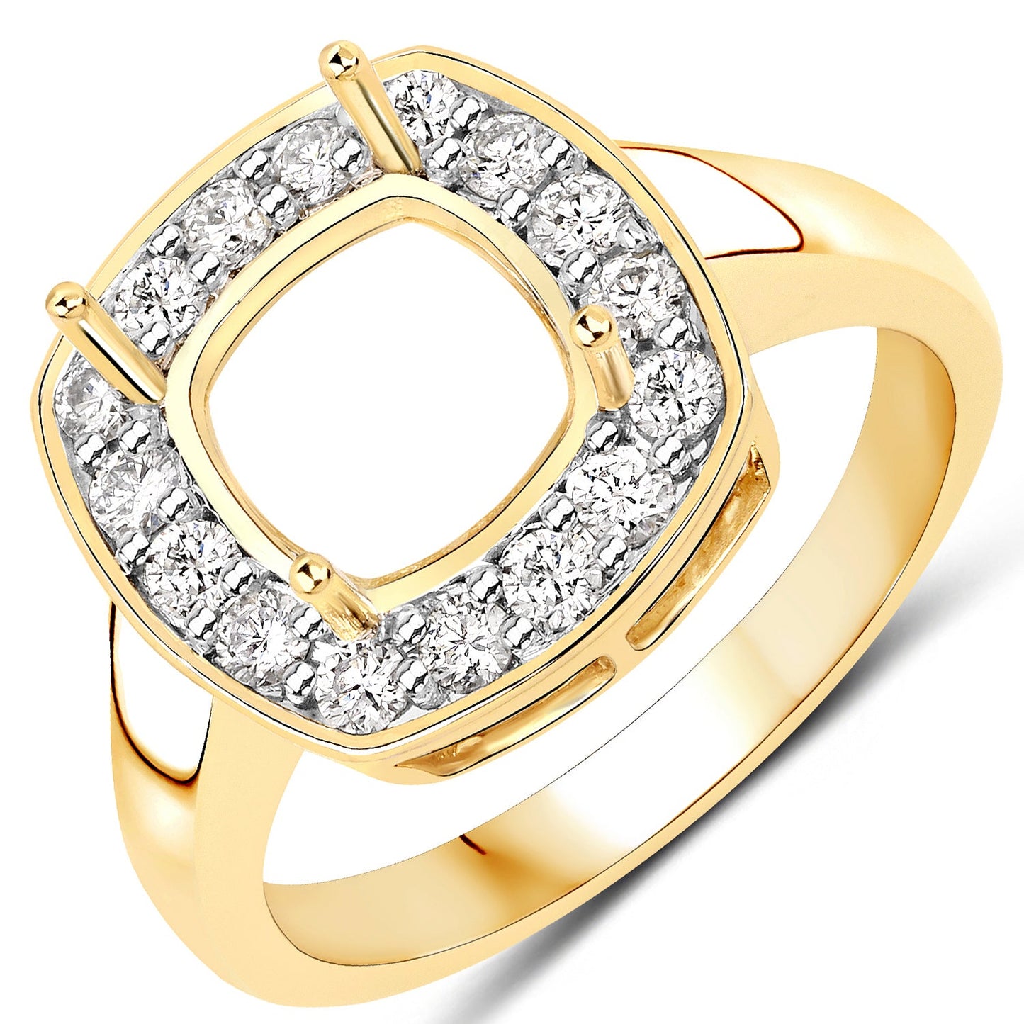 Anillo Semi Montura de Diamante Blanco Genuino de 0.48 Quilates en Oro Amarillo de 14K