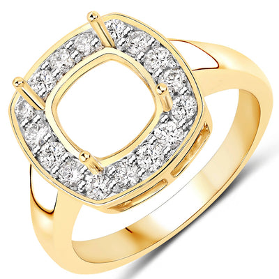 0.48 Carat Genuine White Diamond 14K Yellow Gold Semi Mount Ring