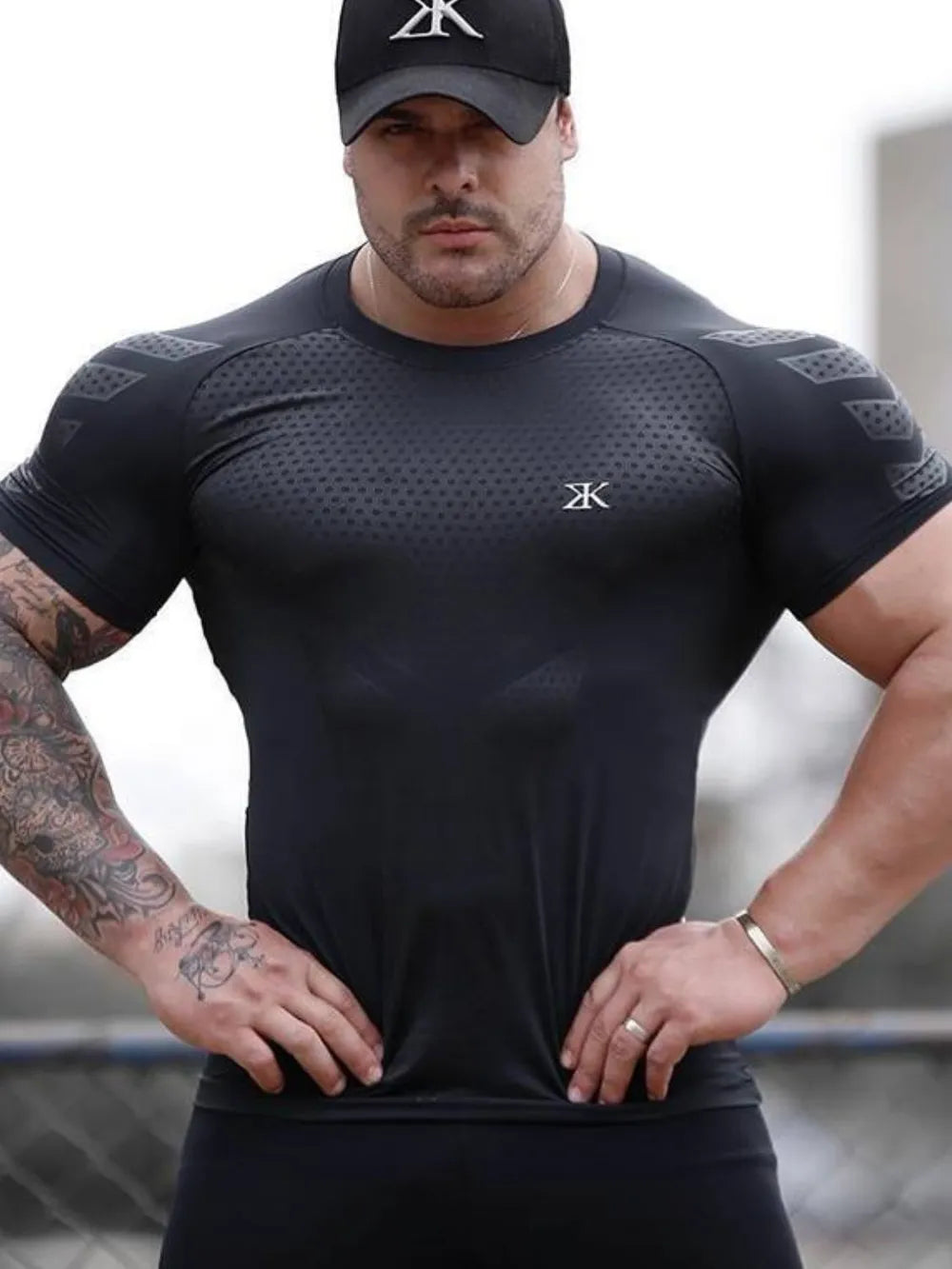 Camiseta de manga corta de cuello redondo para hombres en tallas grandes