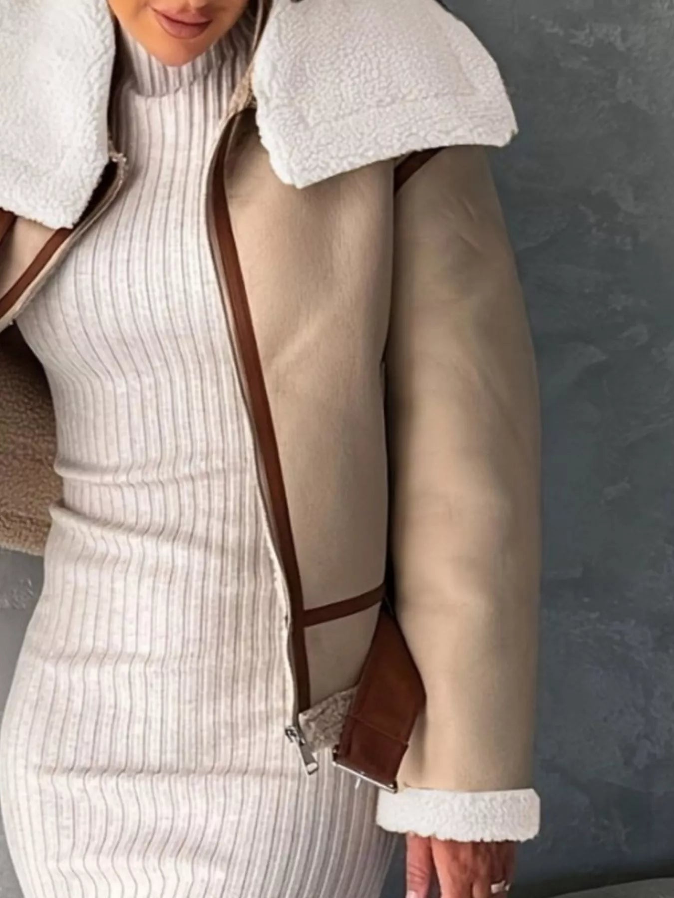 Veste zippée en shearling de première qualité