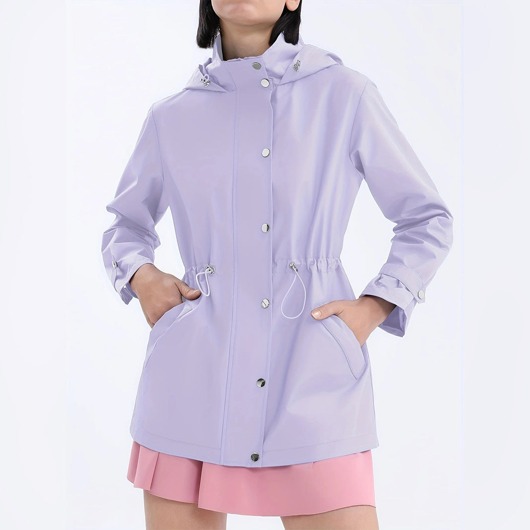 Women's Waterproof Slim Trench Coat - Windproof Shell Jacket