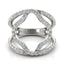 Anillo de Doble Banda Estilo Flor de Diamante en Oro Blanco de 14k