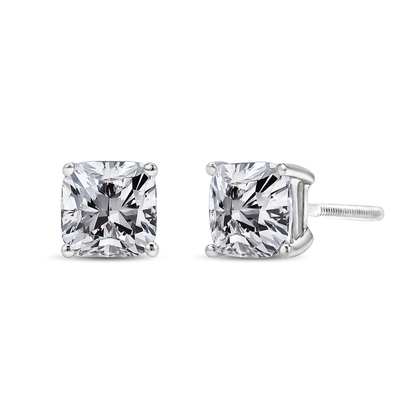 14K White Gold Princess Cut Diamond Solitaire Stud Earrings