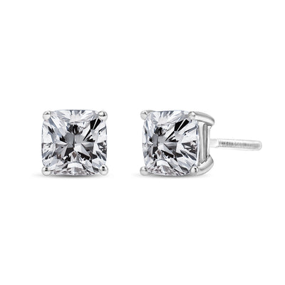 14K White Gold Princess Cut Diamond Solitaire Stud Earrings