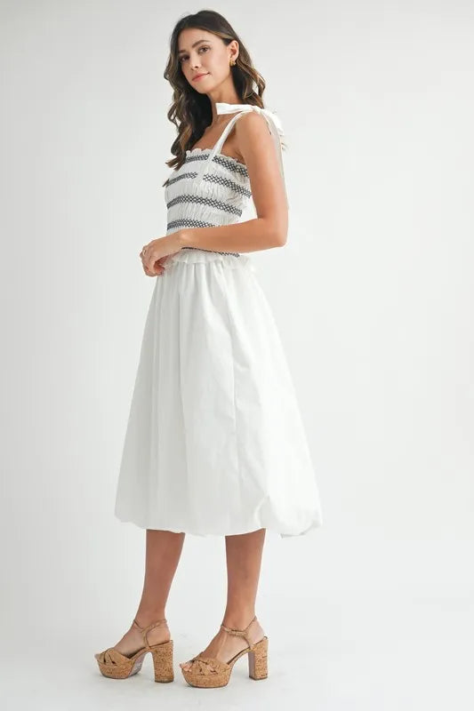 Vestido Midi con Cuerpo Fruncido para Mujeres