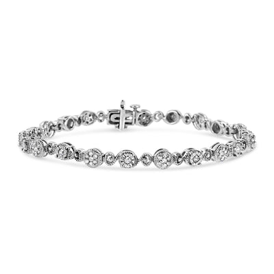 Pulsera de eslabones con diamantes en espiral de plata esterlina .925 - 7.25"