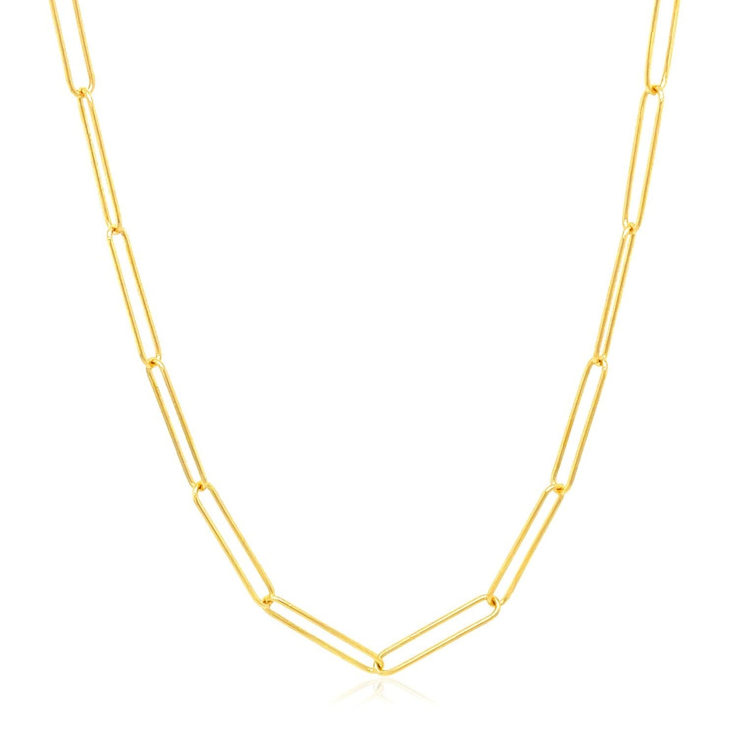 14k Yellow Gold Wire Paperclip Chain - Elegant Design