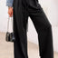 Pantalons de survêtement plissés à taille haute élastique à nouer