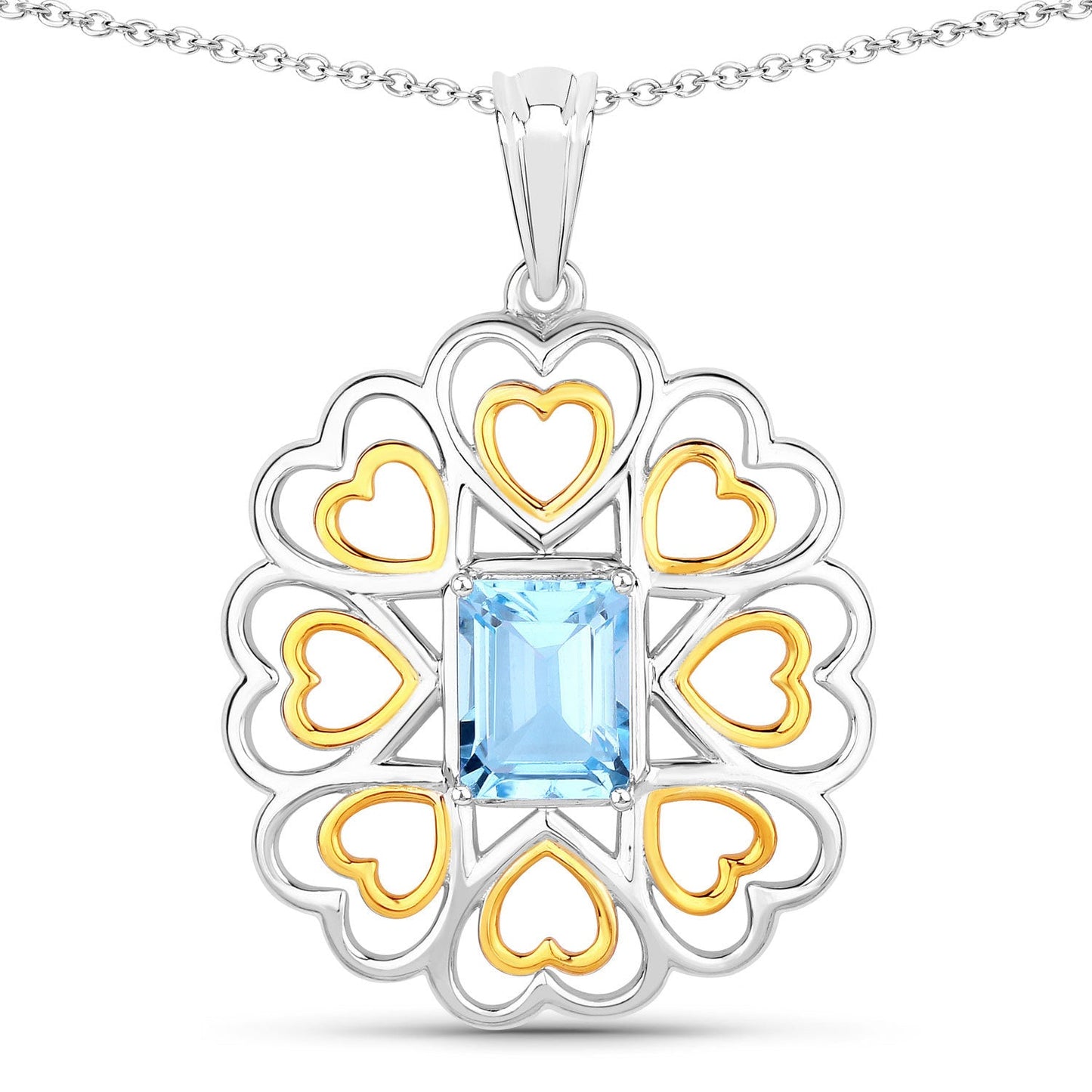 Colgante de Plata Esterlina con Topacio Azul Genuino de 2.60 Quilates
