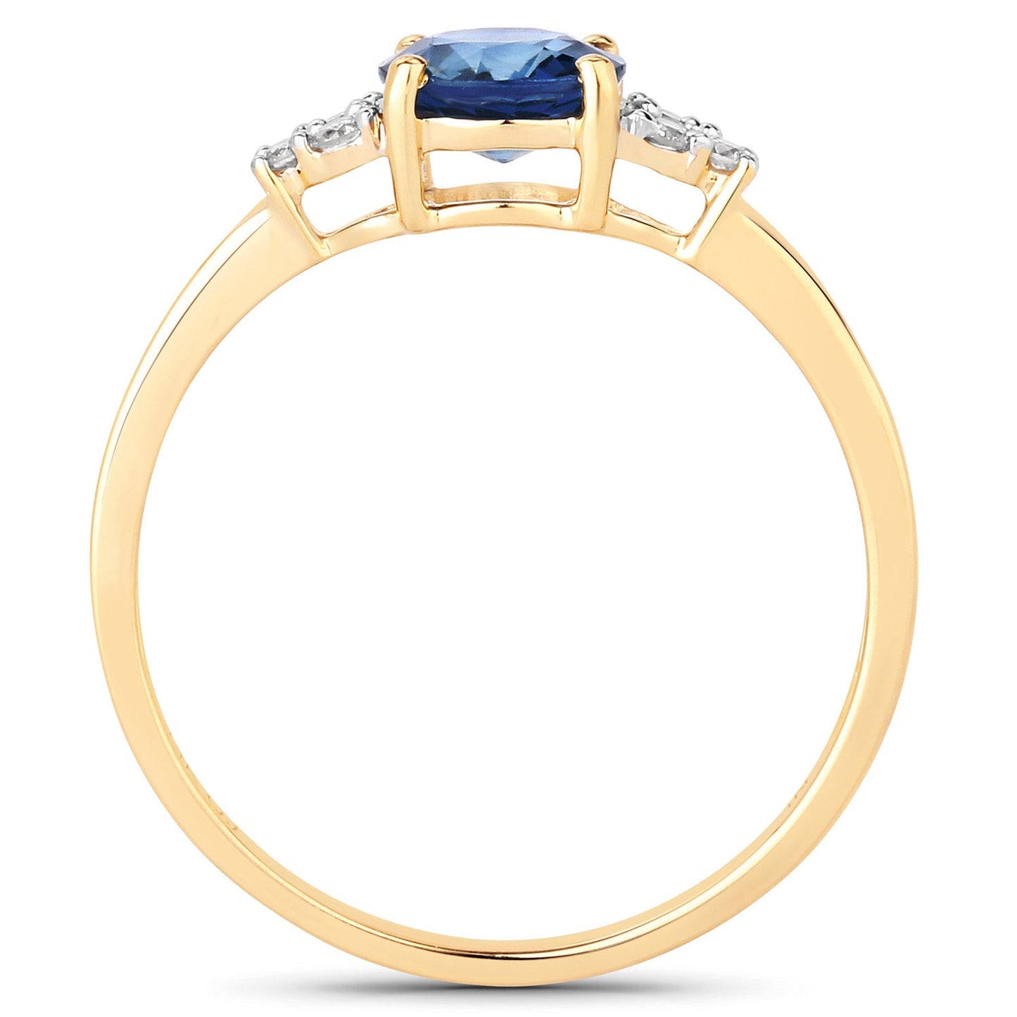 1.08 Carat Blue Sapphire and Diamond 14K Yellow Gold Ring