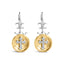 18K Gold Plated Sterling Silver Diamond Medallion Drop Earrings