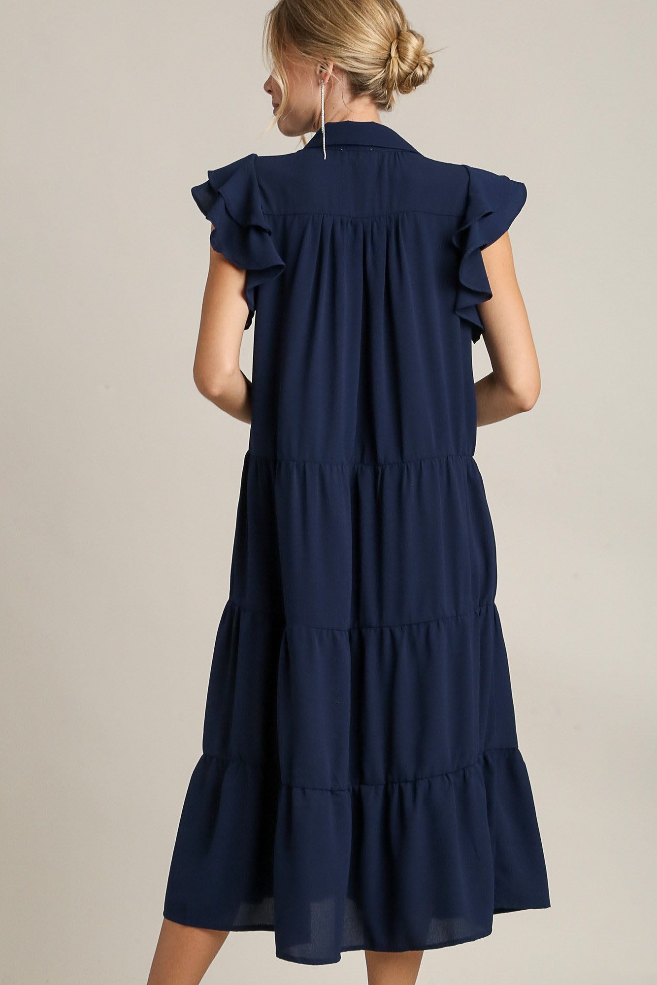 Robe à manches volantées grande taille bleu marine