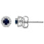 Pendientes de aro de zafiro azul y diamante en oro blanco de 10 quilates