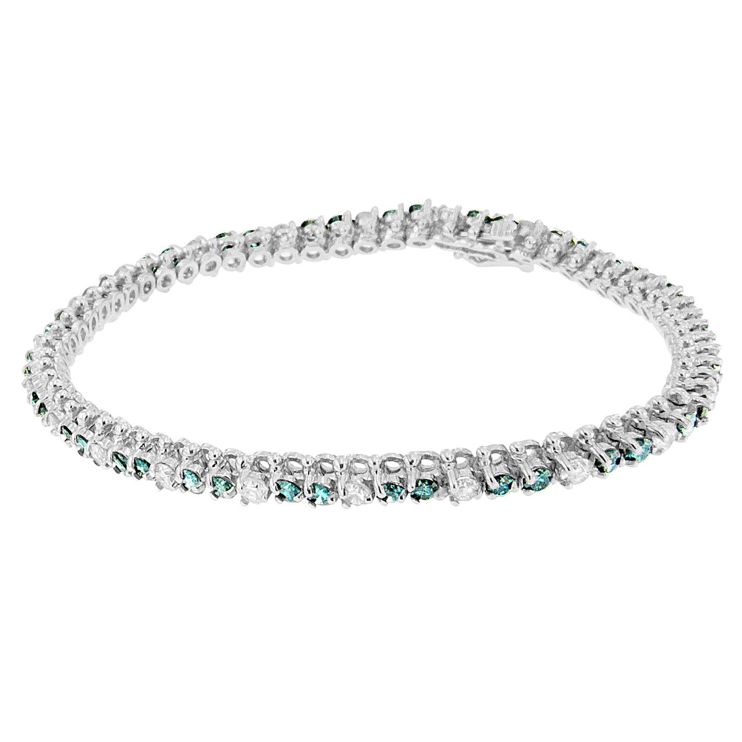 14K White Gold Diamond Martini Set Tennis Bracelet - 7 Inches