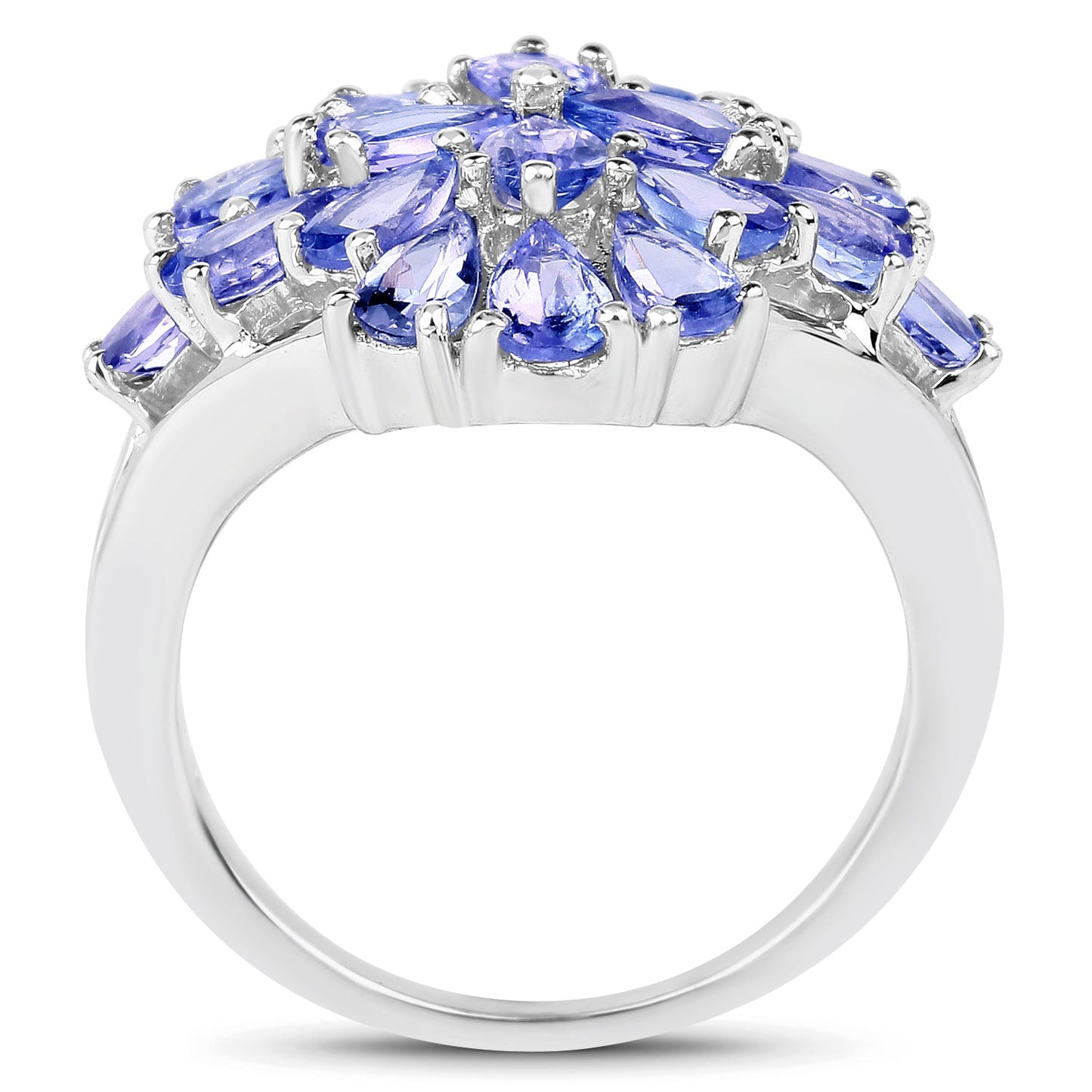 4.20 Carat Genuine Tanzanite Sterling Silver Engagement Ring