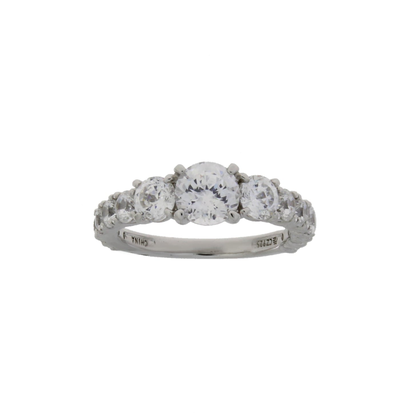 Natural Cubic Zirconia Sterling Silver Engagement Ring