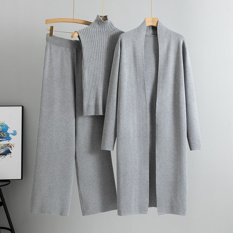 Ensemble Tricoté Élégant 3 Pièces pour Femmes