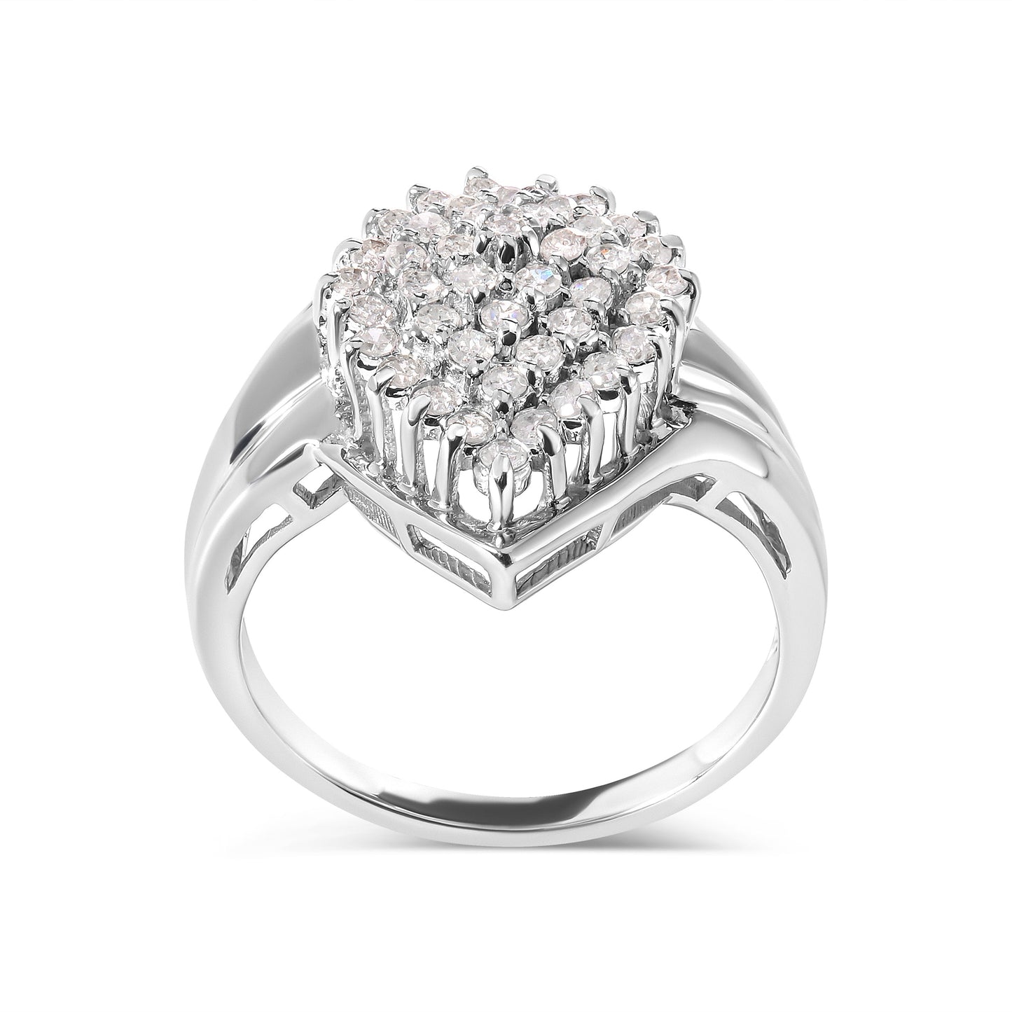 Bague en cluster de diamants en or blanc 10K de 1/2 carat en forme de poire - Taille 7