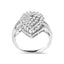 Bague en cluster de diamants en or blanc 10K de 1/2 carat en forme de poire - Taille 7