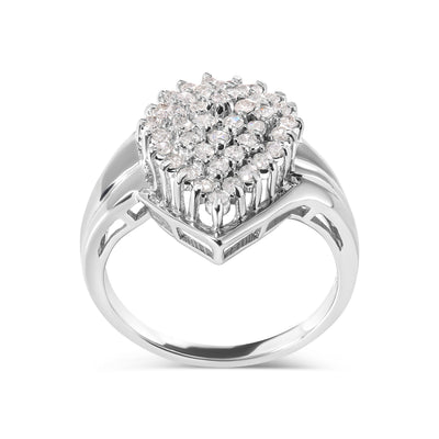 Bague en cluster de diamants en or blanc 10K de 1/2 carat en forme de poire - Taille 7