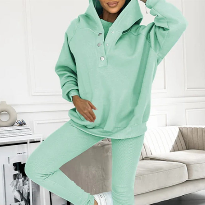 Ensemble de sport pour femmes en 3 pièces avec sweat à capuche et pantalons