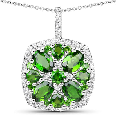 3.25 Carat Genuine Chrome Diopside & White Zircon Pendant