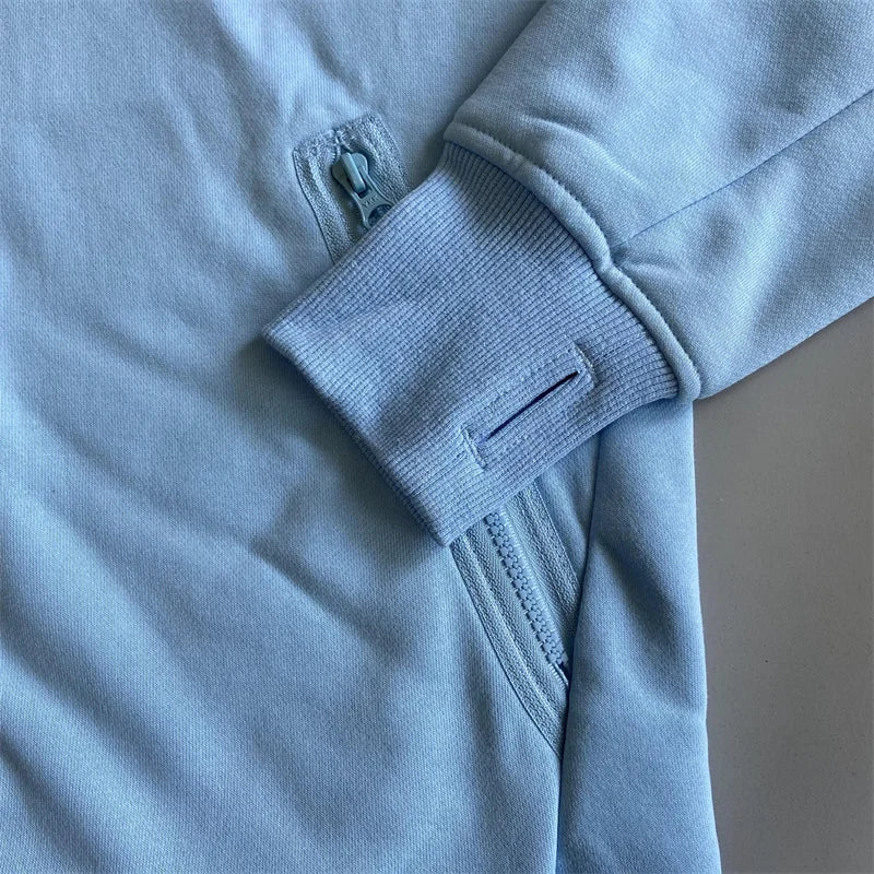 Hoodie Zip avec Décoration de Lentille Stylée pour Hommes et Femmes