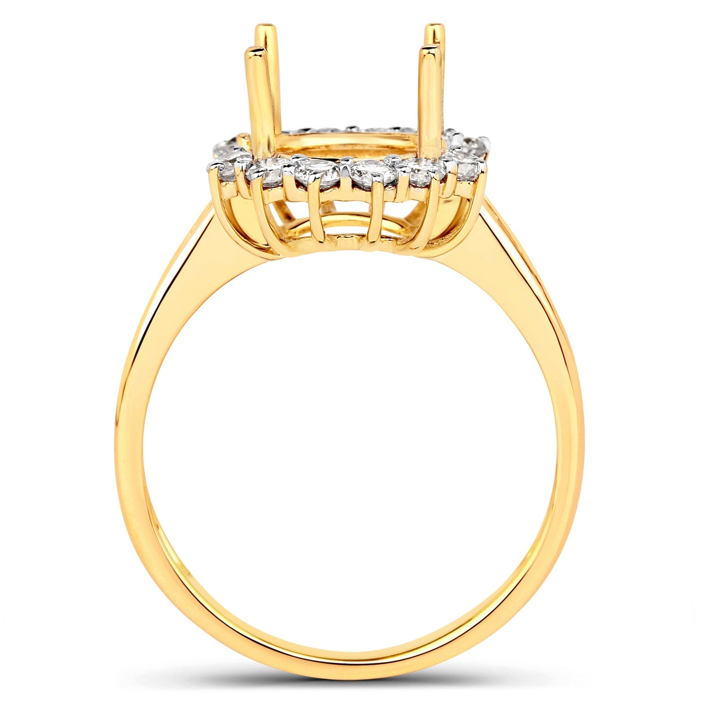 Bague de fiançailles semi-montée en or jaune 14K avec diamant de 0,58 carat