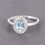 Bague de fiançailles en or blanc 14K avec aquamarine et diamant de 0,44 carat