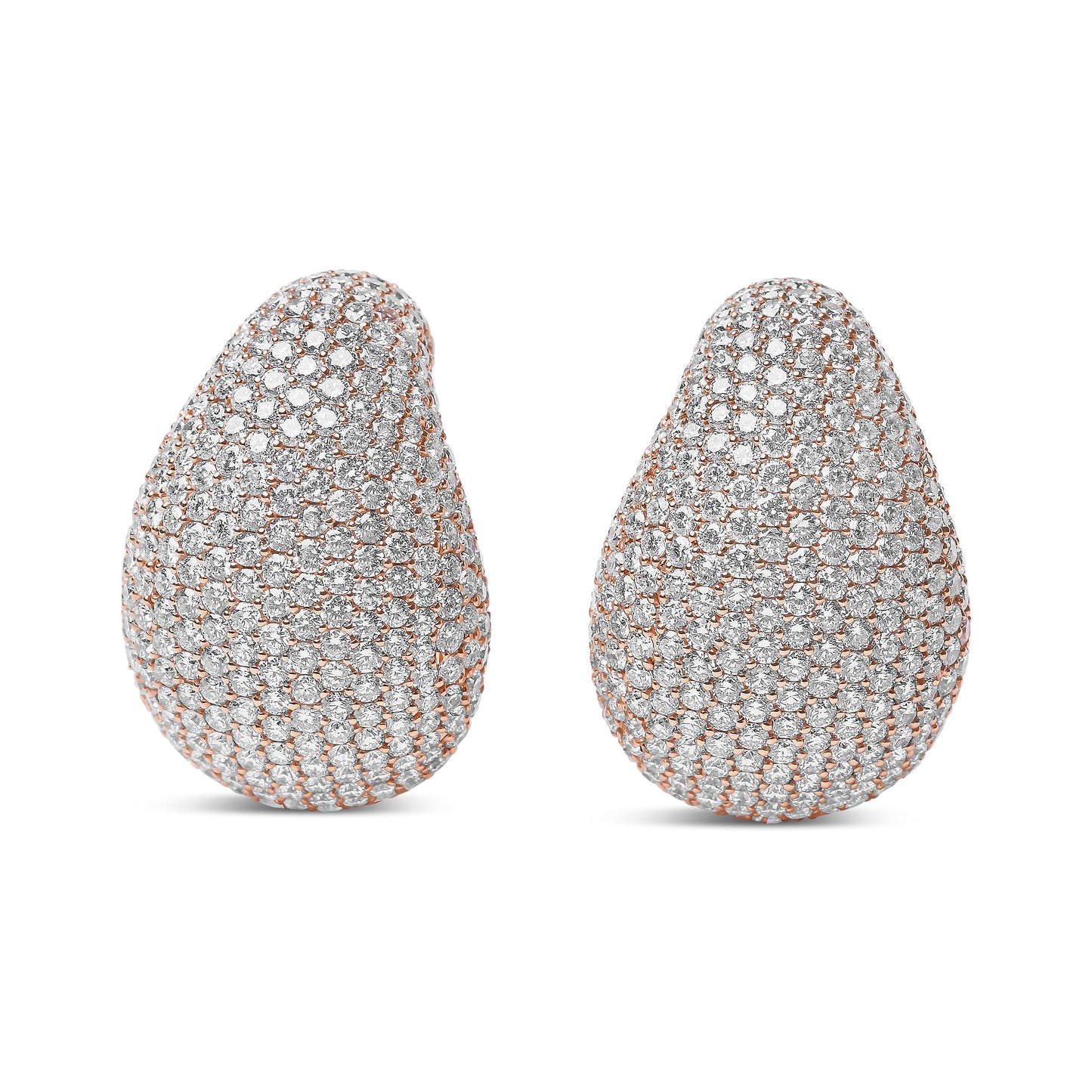 Boucles d'oreilles sculpturales en diamant micro-pavé en or rose 18K