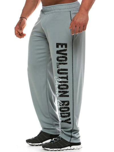 Men's Elastic Waist Active Pants with Letter Design