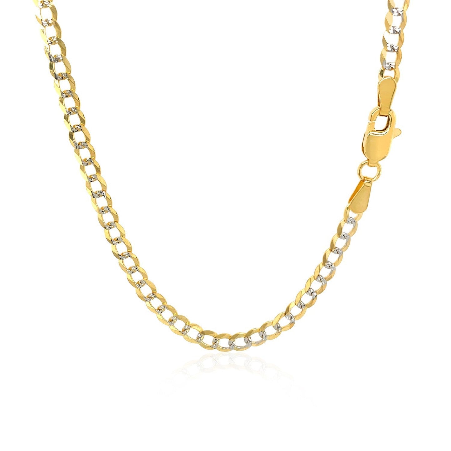Chaîne Curb Pave en Or Bicolore 14k - 3,2 mm