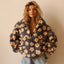 Winter Flowers Lambskin Sweatshirt with Big Pocket