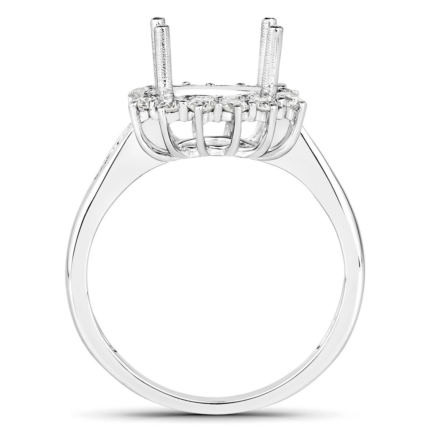 Bague de fiançailles semi-montée en or blanc 14K avec diamant blanc de 0,58 carat