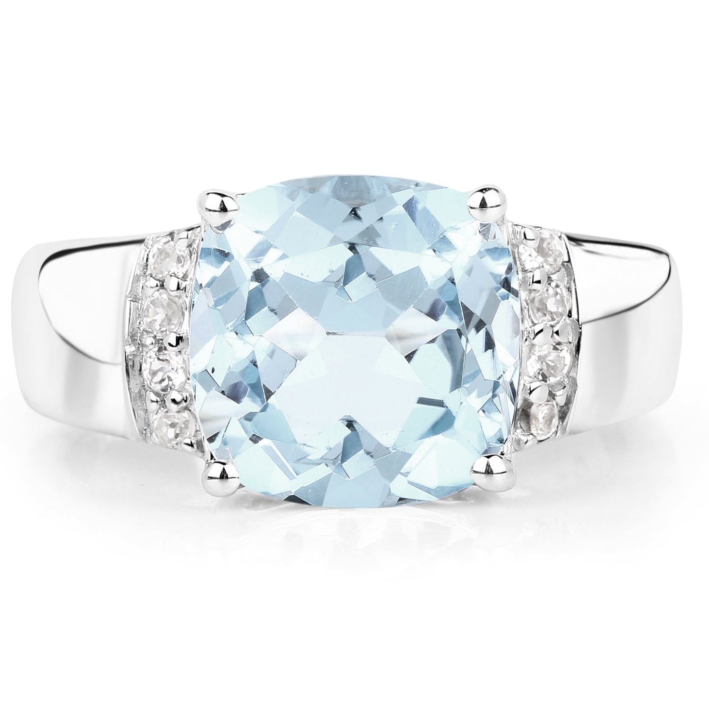 Bague en argent sterling avec topaze bleue et topaze blanche de 4,58 carats