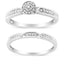 Anillo de Conjunto Nupcial con Acento de Diamante en Plata Esterlina .925 - Talla 7
