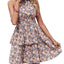 Vestido Halter Impreso de Verano - A-Line Sin Espalda Boho