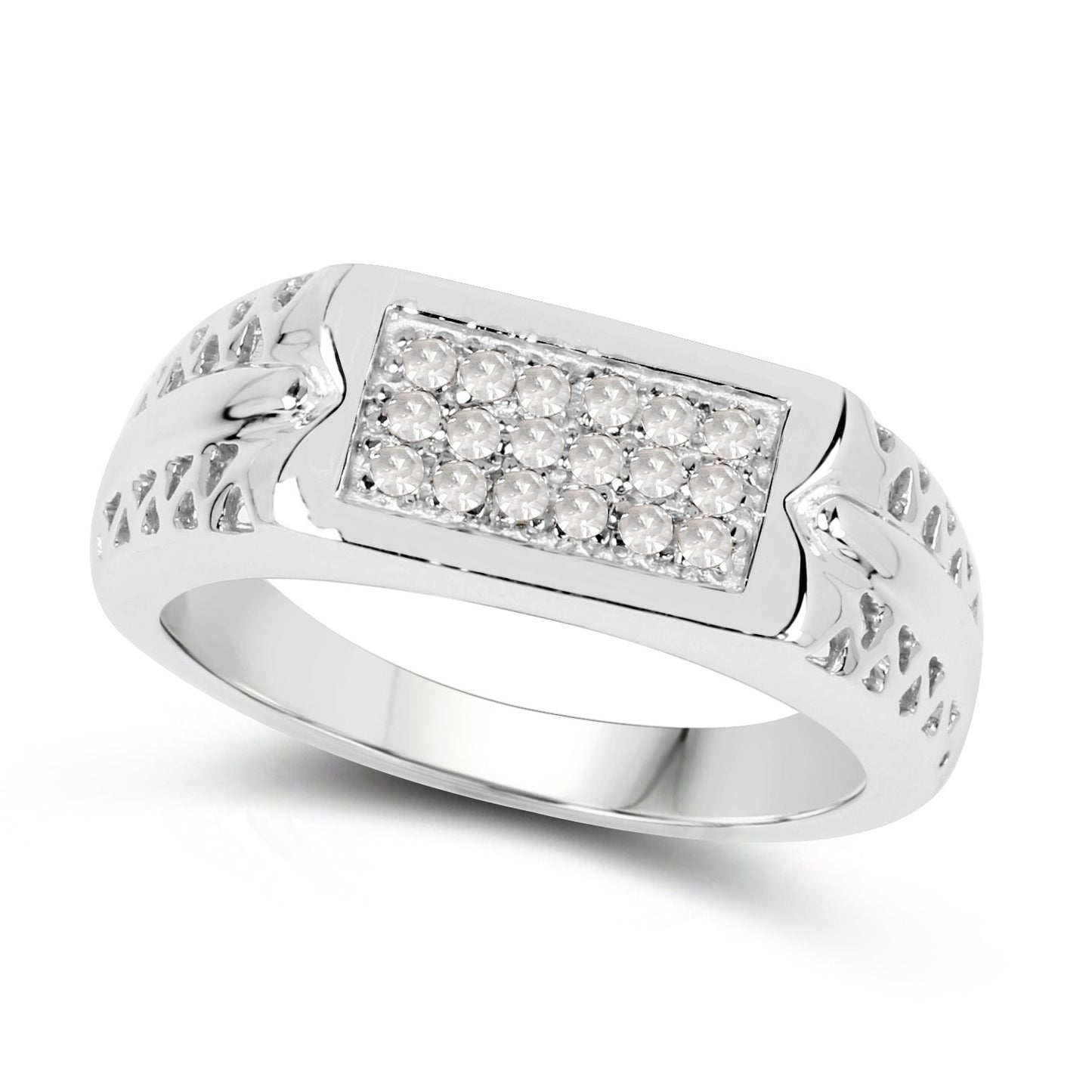 0.27 Carat Genuine White Diamond Sterling Silver Engagement Ring