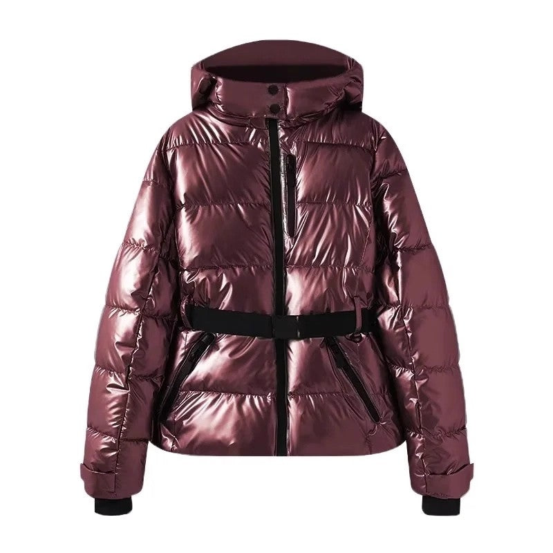 Premium Warm Cotton Ski Suit with Belt and Stand-up Collar