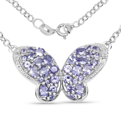 3.31 Carat Genuine Tanzanite & White Topaz Pendant in Sterling Silver